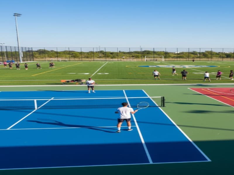 PVC Vinyl sports flooring rolls being installed